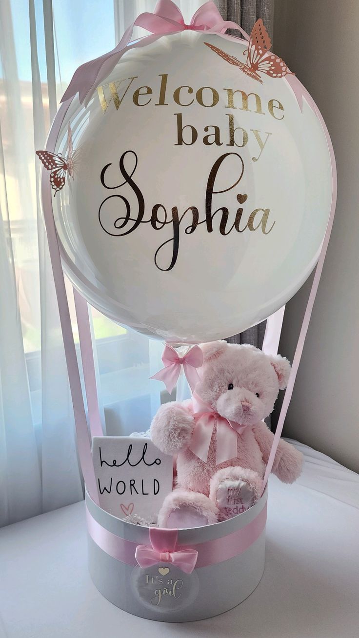 Welcome baby balloon gift basket